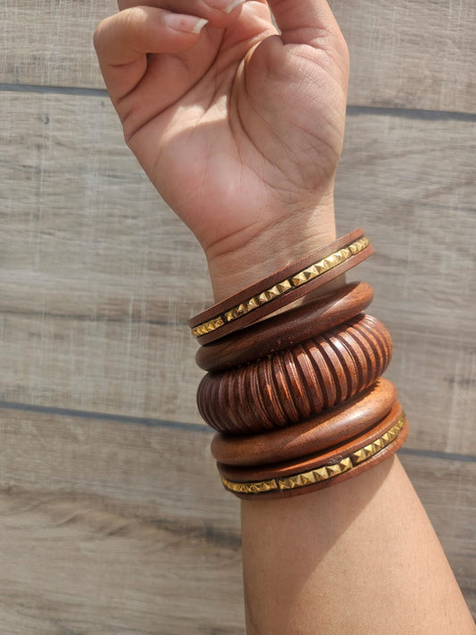 Kavya wooden bangles stack