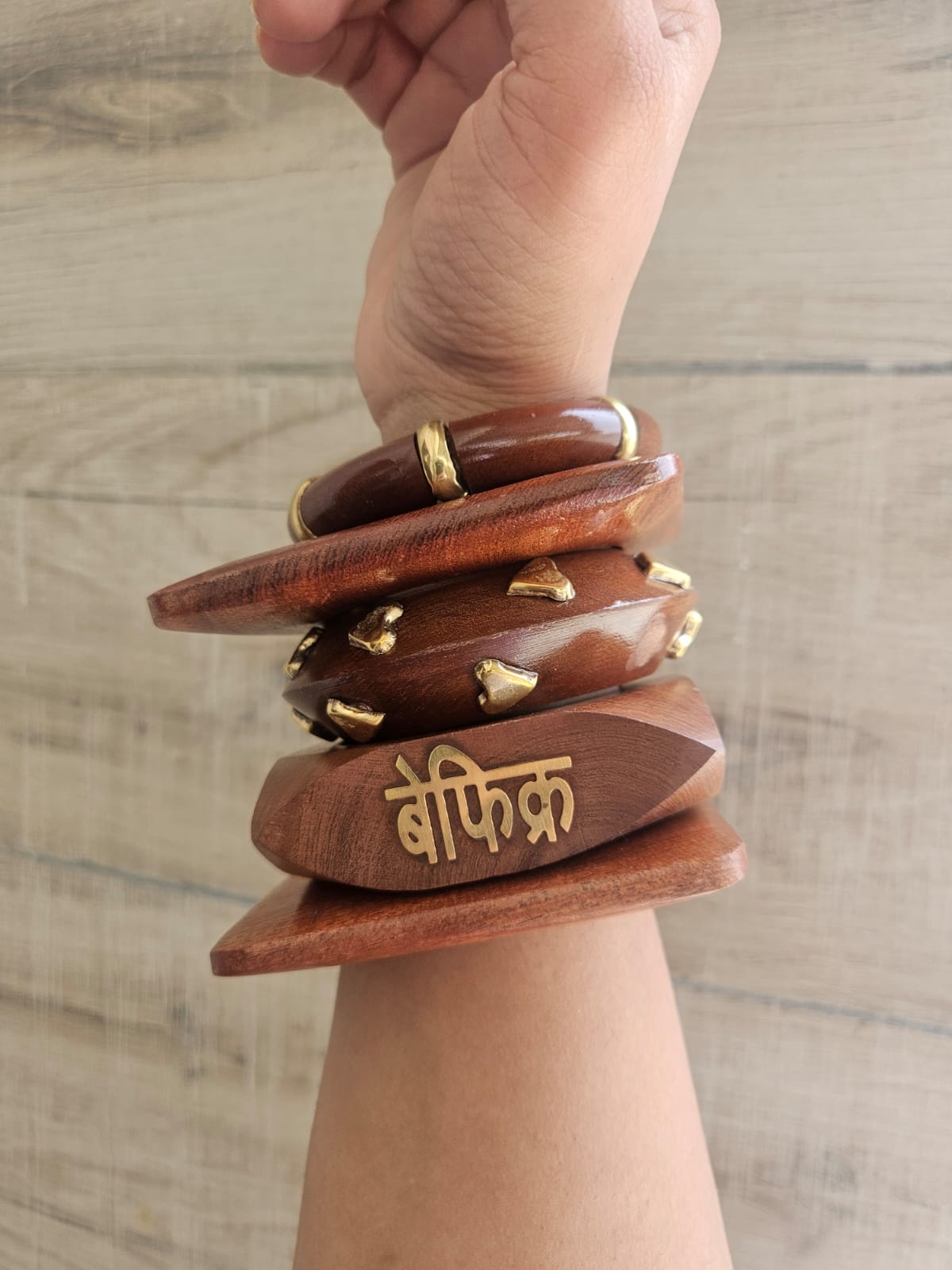 Neha wooden bangles stack
