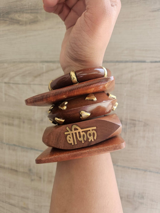Neha wooden bangles stack