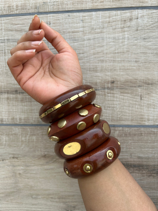 Aradhya Wooden Bangles Stack-set of 4