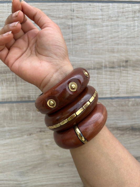 Rupal Wooden Bangles Stack-set of 3
