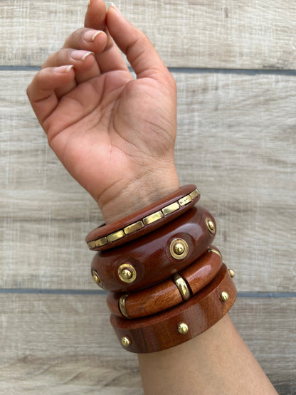 Aarohi Wooden Bangles Stack-set of 4