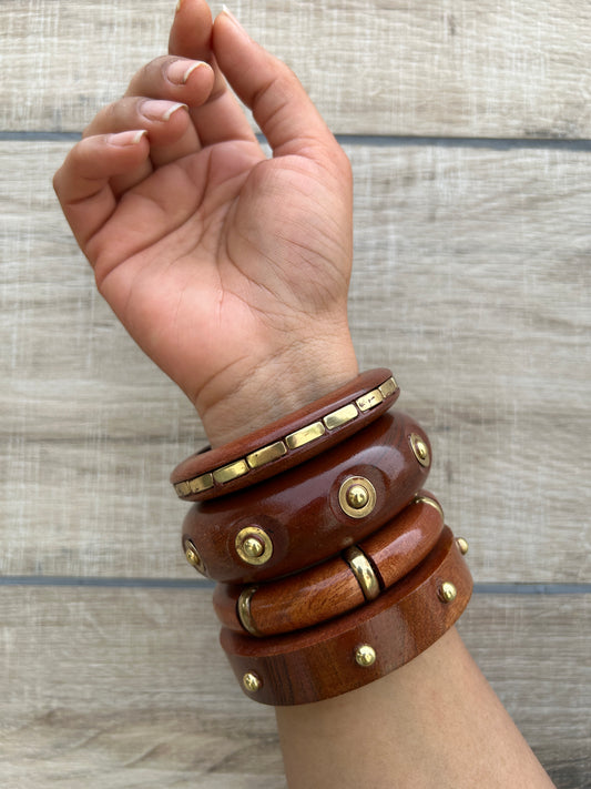 Aarohi Wooden Bangles Stack-set of 4