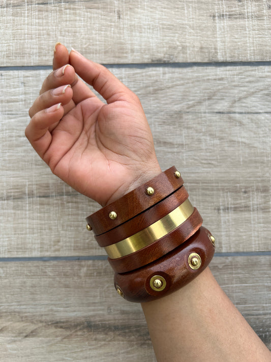Roshni Wooden Bangles Stack-set of 3