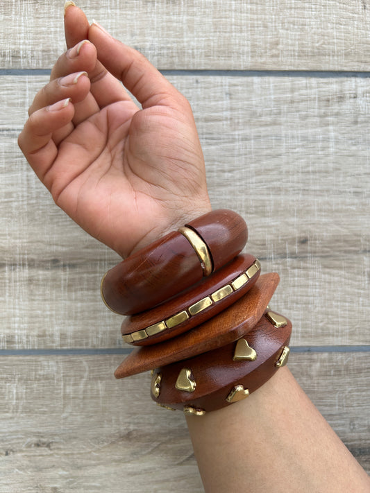 Aditi Wooden Bangles Stack-set of 4