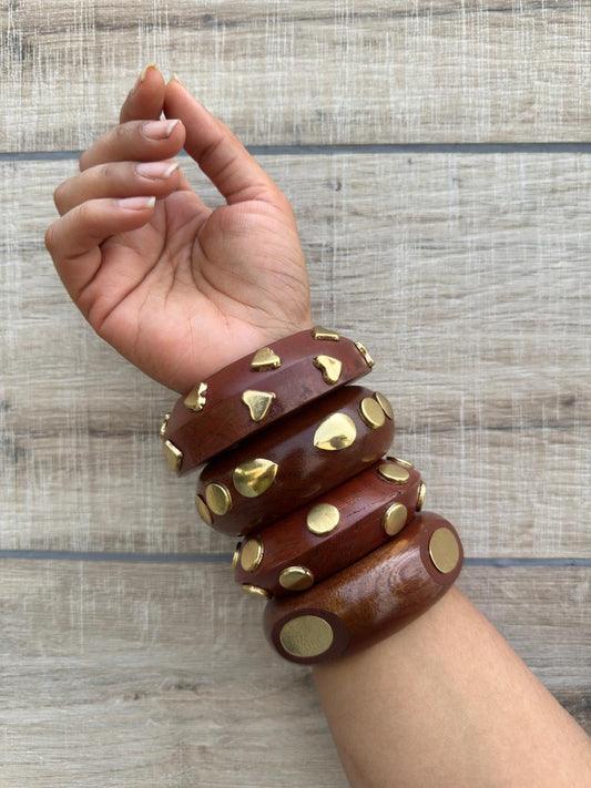 Kashvi Wooden Bangles Stack-set of 4