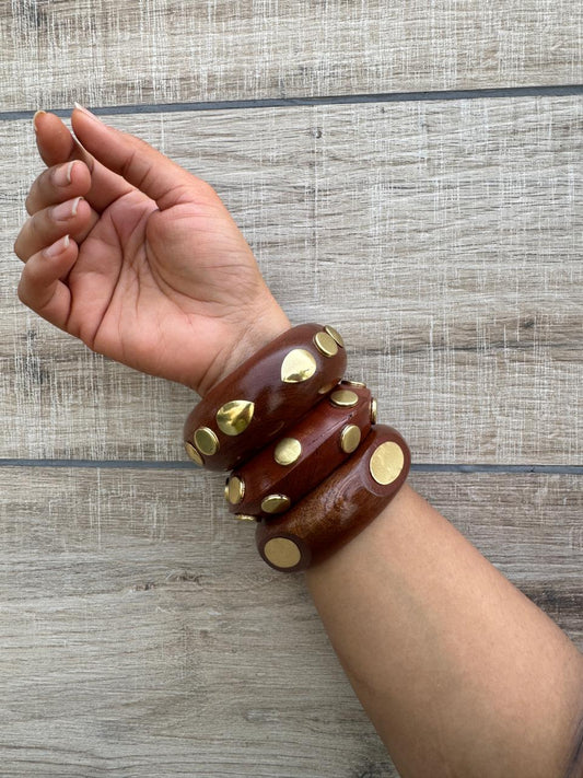 Deepika Wooden Bangles Stack-set of 3