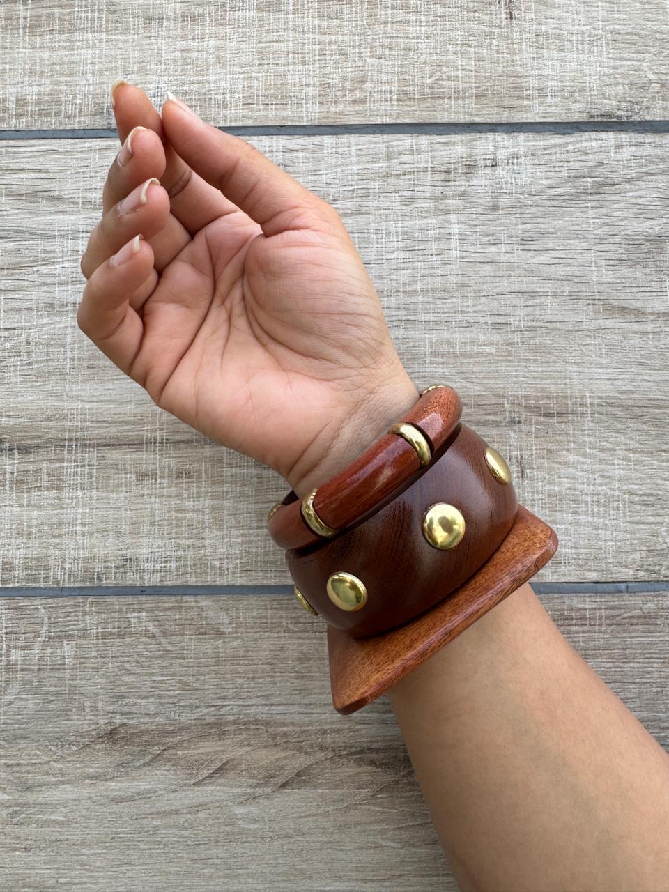 Anika Wooden Bangles Stack-set of 3