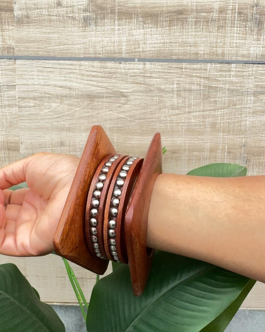 Esha Wooden Bangle stack